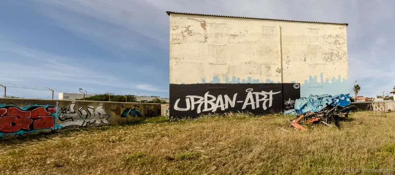 Abandoned building used as canvas