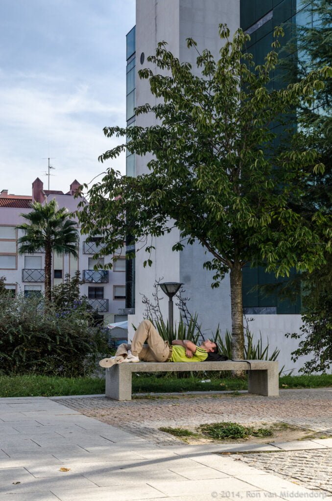 photo: man resting on a bench