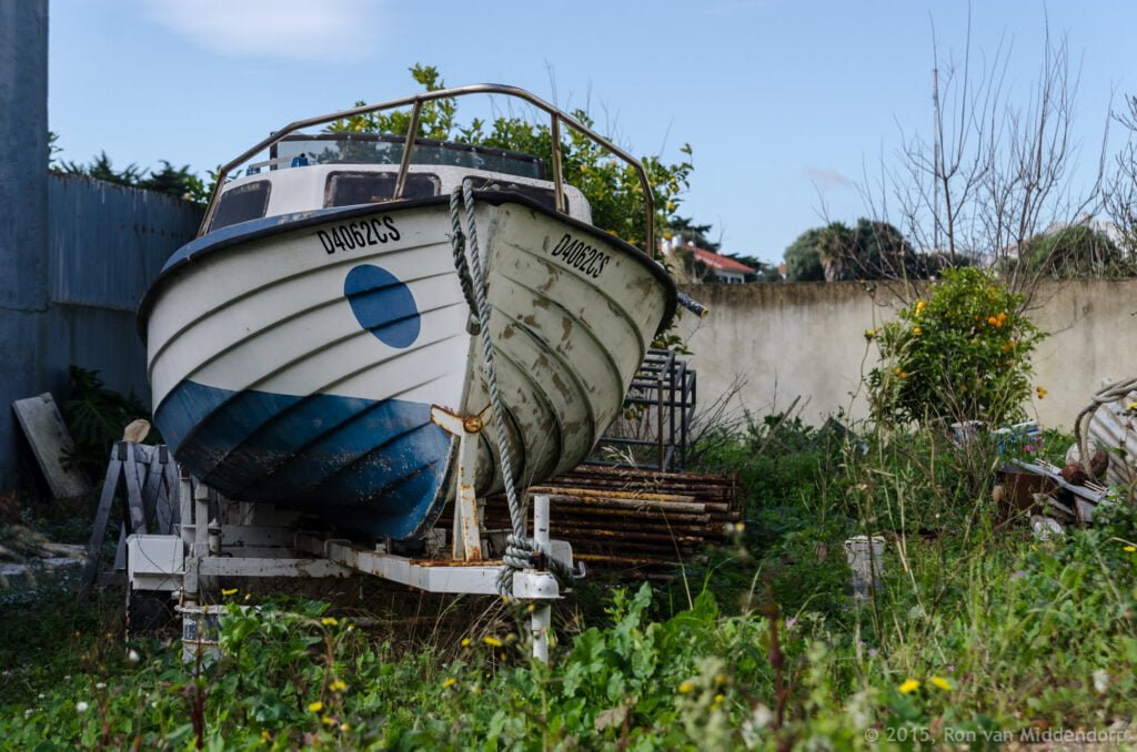 photo: boat on wheels in a garden